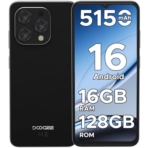 DOOGEESmart N55 Android 16 Smartphone, 16GB+128GB/2TB & 8.6mm Ultra-Slim Mobile Phones, 6.56" 90Hz&5160mAh Android Phone,T7200 Octa Core,4G Dual SIM Free Unlocked Phones, Widevine L1/Face ID/OTG/GPS
