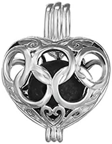 10pcs Hollow Heart Shape Silver Plated Bead Cage Locket Pendant - Add Your Own Stones, Rock to Cage,Add Perfume and Essential Oils to Create a Scent Diffusing Pendant Charms Fit Necklace