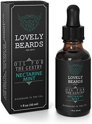 Lovely Beards - 100% Organic &amp; Natural, Unrefined COLD PRESSED Beard Oil – Vegan, Gluten &amp; Nut-Free - Black Pepper Scent Nectarine/Mint Scent