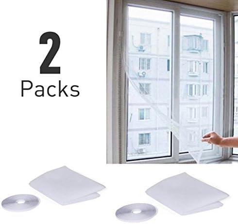 Window Mesh Net, Elebor 2 Packs 1.3m x 1.5m Window Insect Screen Netting Mesh with Roll Self-adhesive Tape White