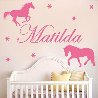 New Fashion 2016 Hot Custom Name Two Horses Stars Wall Sticker Kids Room Decor Vinyl Decals Wall Art Decoration