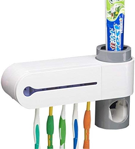 Sanitizing Toothbrush Holder by Global Care Market- Wall Mount Tooth Brush Holder with UV Sterilizer and Toothpaste Dispenser Functions