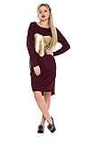 Issa Plus Long Sleeve Loose Women Summer Party Dress with Pokets and Plus Size (XXL, Burgundy)