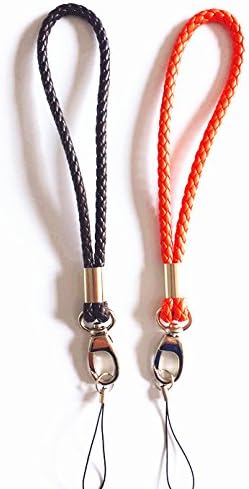 Braided PU Straps Hand Wrist Strap[2Pack] Leather Wrist Lanyard with J-Hook for Camera &amp; Cell Phone &amp; Purse&amp; keychain-Charms Around Your Wrist—Assorted Different Color (Brown/Orange)