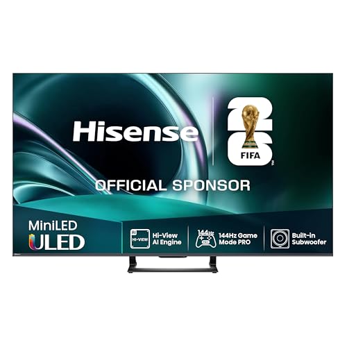 Hisense 75U7Q Fernseher 75 Zoll, 4K Mini LED ULED, Smart TV, Hi-View AI Engine, 144Hz Game Mode Pro, FreeSync Premium, Built in Subwoofer, Dolby Visio