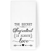 THDSE Farmhouse Love Kitchen Towels, The Secret Ingredient is Always Love Decorative Dying Dishcloth, Kitchen Towel Gifts for Mom Grandma Wife, 16x24 Inch