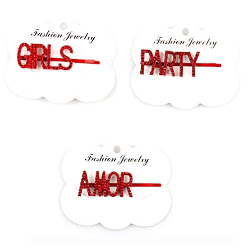 image for Messen Red Words Hair Clips Bling Luxury Crystal Rhinestones Letters H