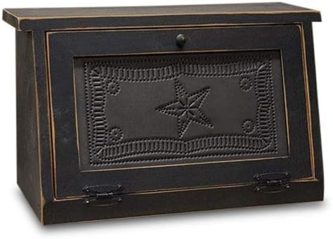 Amazon Com Rustic Farmhouse Solid Wood And Tin Breadbox With Star