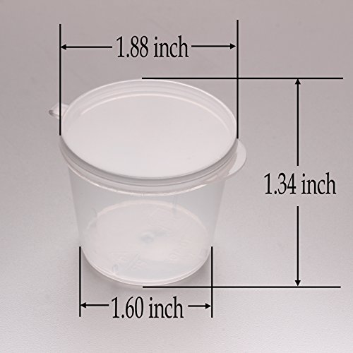 Zicome 1-Ounce Plastic Disposable Cups with Lids for Sauces, Salad Dressings, 100 Counts