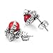 Vintage Stainless Steel Dragon Claw Mens Stud Earrings Set, 2pcs, Color Silver Red