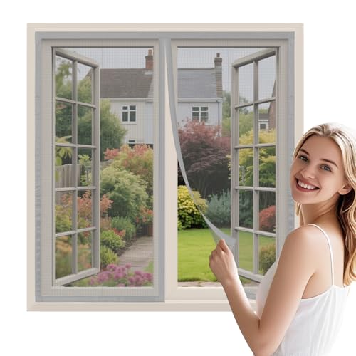 WENT Fliegengitter Fenster ohne Bohren 150x160 cm, Robustes Polyester Netz, Schnell montiert & wiederverwendbar, Insektenschutz Fenster Mückenschutz m