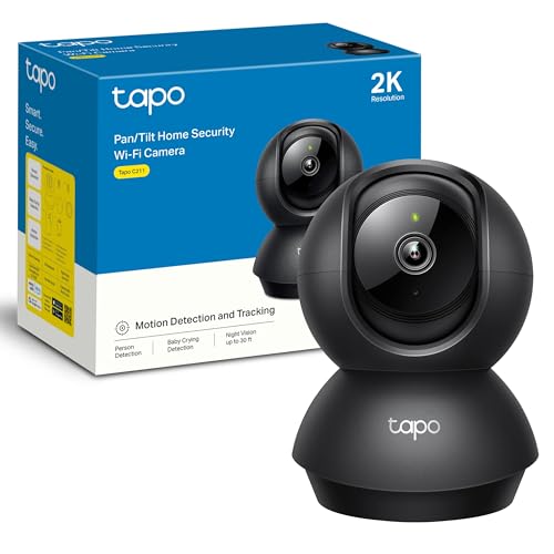C211-2K Pan/Tilt Cámara de Seguridad Interior para Monitor de bebé-cámara de Mascotas-Detección de Movimiento y Seguimiento-Funciona con Alexa y Google,Admite Tarjeta SD hasta 512 GB