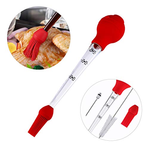2Pcs Turkey Baster Set of 4, Odowalker Turkey Needle Silicone Turkey Seasoning Pump Barbecue Tool Silicone Gel Dropping Oil Seasoning Tube with Clean Brush - Thumbnail 3