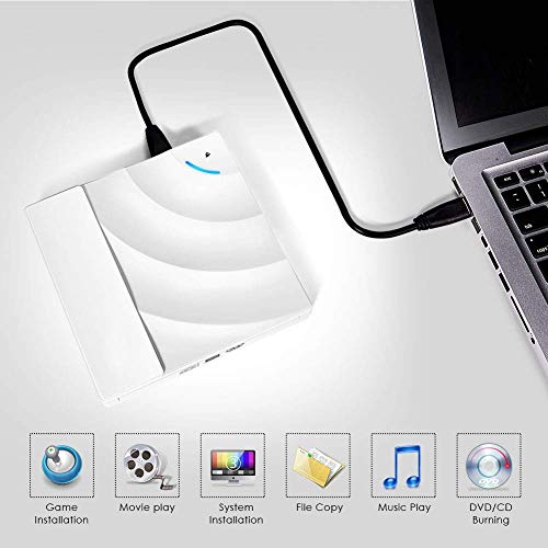 External CD DVD Drive, Teqsunrise USB 3.0 Ultra Slim Portable CD DVD Writer Burner Player,External Optical Disc Drives for PC,Desktop and Laptop,Support Windows XP/Win7/8/10/Vista/Linux/Mac OS - Thumbnail 5