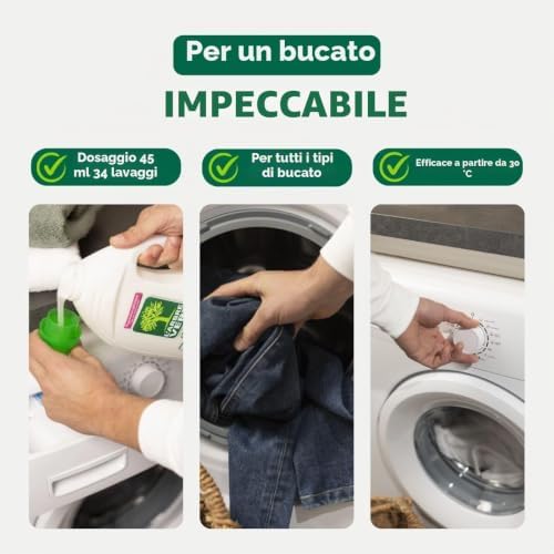 L'albero verde, ricarica lavanderia, 1,5 l, sapone vegetale, 33 lavaggi, confezione da 1,5 l