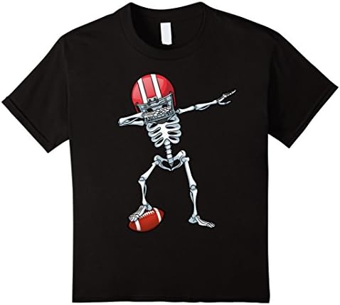 Kids Dabbing Skeleton Football Halloween T Shirt Costume Gifts 10 Black
