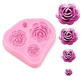SUNKOOL NW-028 Roses Flower Silicone Cake Mold Chocolate Sugarcraft Decorating Fondant Fimo Tools 4 Size Pink 1 Piece