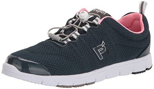 Propét Women's TravelWalker II Sneakers, Navy/Melon, 11 Narrow US