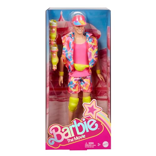 The Movie Ken - Sammelpuppe im Neon-Outfit, Skating-Look, Retro-Muster, Impala-Inlineskates, Verpackung mit Spielfilm-Motiven, für Kinder ab 3 Jahren, HRF28