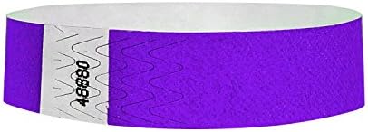 Organizon Custom Series: 3/4" Tyvek Wristbands Neon Purple 500 Count - Free Customization - All Events Identification Bands