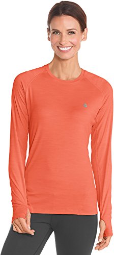 Coolibar UPF 50+ Women's Long Sleeve Fitness Shirt - Sun Protective (Medium- Orange Burst)