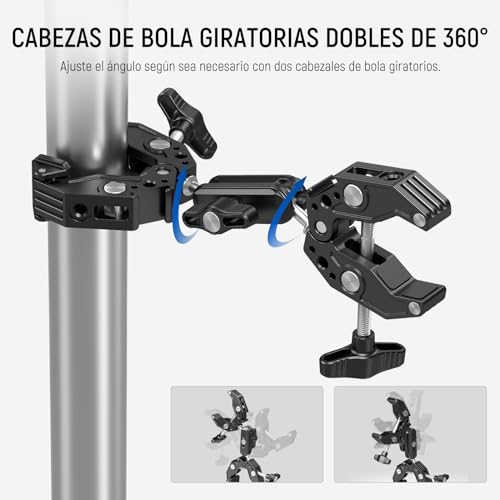 NEEWER Super Clamp with Magic Arm, Double Clamp Mount, Cleaning Cloth, Camera Bars, Desk Mount, Light Tripod, Reflector, Cross Bar, Motorcycle, Accessories