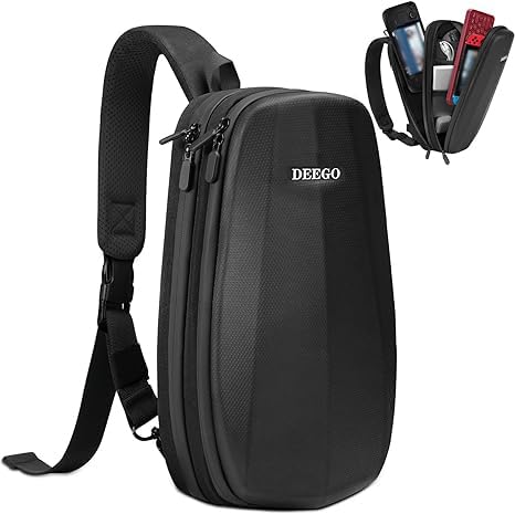 Photo 1 of DEEGO Carrying Case Fits Steam Deck Console & Accessories, Double-layer Shockproof Hard Shell Protective Crossbody Backpack, Sling Bag with Pockets for Docking Station, Travel Case Chest Backpack