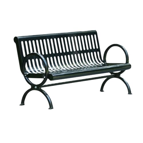 XRXwuf689 Outdoor Garden Bench Outdoor Garden Black Bench, Openwork Metal Iron Seating, with Cast Aluminium Chair Legs, for Balcony Patio Park Leisure Park Bench(Large)