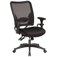 SPACE Seating Professional Dual Function Ergonomic AirGrid Back and Mesh Seat Office Chair with Gunmetal Finish Accents, Black
