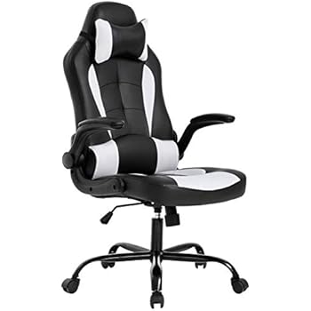 Bestoffice Pc Gaming Chair Ergonomic Office Chair Cheap Desk Chair With Lumbar Support Flip Up Arms Headrest Pu Leather Executive High Back Computer
