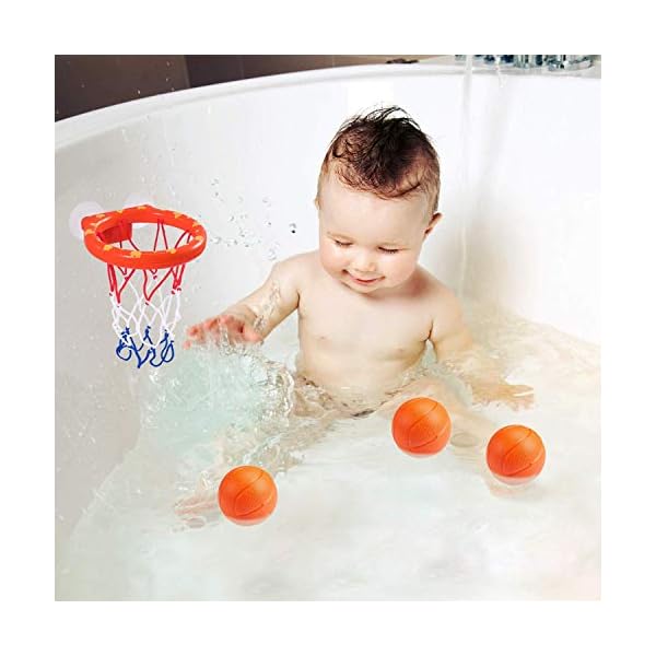 Addmos Bath Toy Fun Basketball Hoop & Balls Set for 1 2 3 4 5 Years Old Boys Girls Kids & Toddler Bath Toys Christmas New Year Gifts Set 3 Balls Included