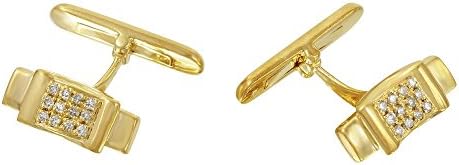 0.24CTW Gents Round Cut Diamond Pave Set Diamond Cuff Links in 18K Yellow Gold
