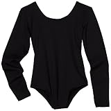Danskin Little Girls' Long-Sleeve Leotard, Black, Small (4-6)