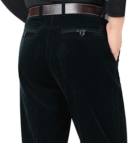 MU2M Men Straight Leg Stretchy Relaxed Fit High Waist Corduroy Pants Trousers