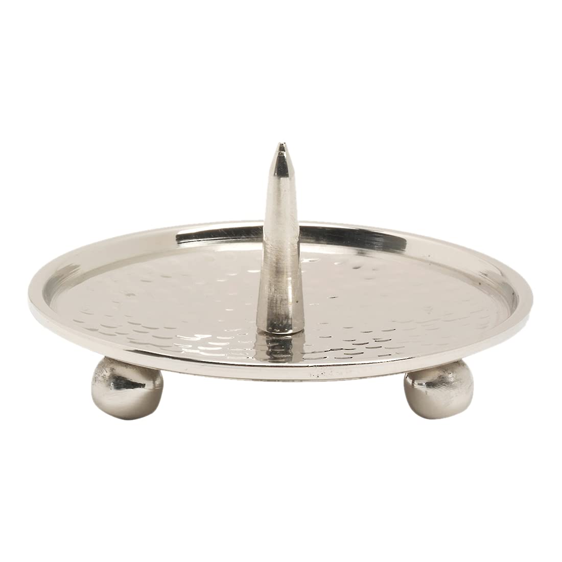 NKlaus candle plate Ø8cm inside brass nickel plated with spike plate polished 10618