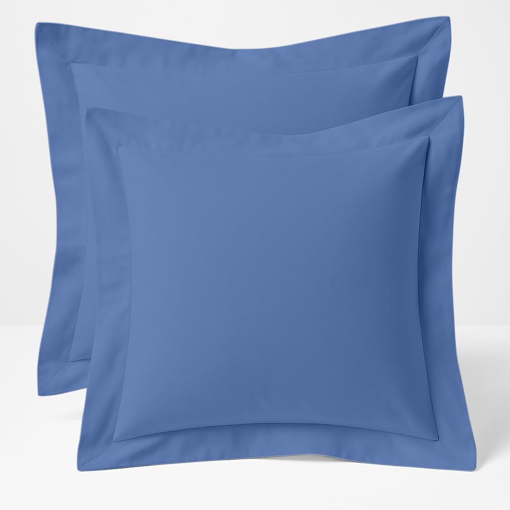 Comfort Beddings Heavy Quality 600 Thread Count 100% Egyptian Cotton Continental Pillow Cases Pack Of 2 - Medium Blue (Continental/Square Size 65 x 65 CM)
