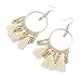 Handcrafted Beads Tassel Eardrop Statement Big Drop Dangle Hoop Long Earrings for Women White