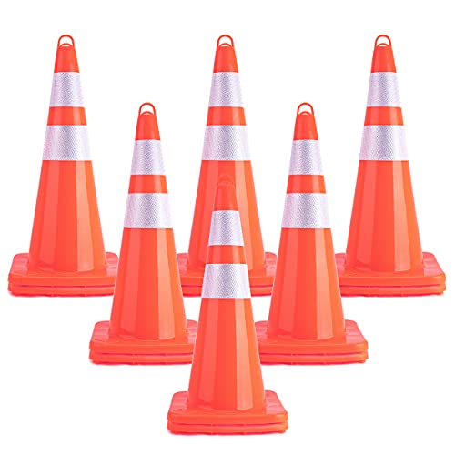CFKJ [ 12 Pack ] 28 in Traffic Cones Plastic Road Cone PVC Safety Road