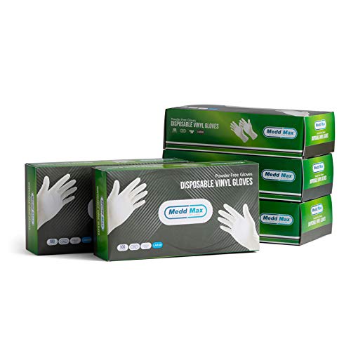 Disposable Vinyl Gloves Powder Free Latex Free Allergy Free Multi-Purpose Heavy Duty Super Strength Cleaning Gloves Food Grade Kitchen Gloves (500 Large Gloves)