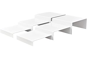 Laumffon Buffet Risers, 10x11x12 Food Risers for Buffet Table, Display Stand Shelf for Catering Dessert Collectibles Jewelry Figures Show, Acrylic Cube Display Nesting Risers with N-Shape, 6Pcs
