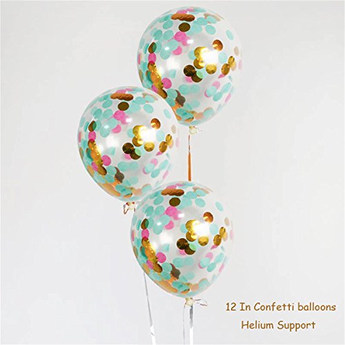 image for UTOPP 20 Pack Confetti Balloons Tiffany Blue and Gold 12