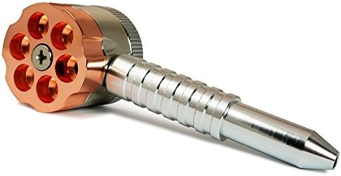 Pistol Revolver Metal Pipe Six Shooter Chambers Herb Spice Tobacco Grinder