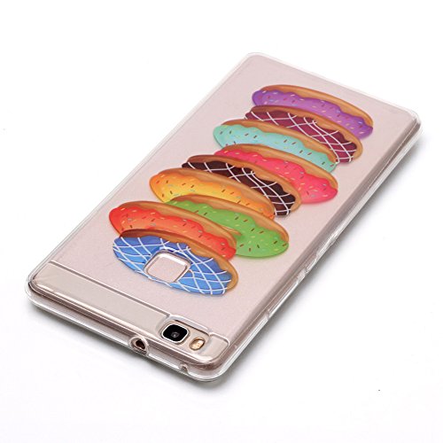 For Huawei P9 Lite Case,Funyye Fashion lovely Lightweight Ultra Slim Transparent Soft Gel Silicone TPU Bumper Anti Scratch Protective Cover for Huawei P9 Lite - Donut