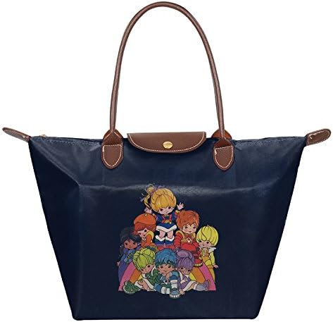 IOH Rainbow Brite Chasing Rainbows Small Nylon Mini Shopping Beach Handbag Shoulder Tote Navy