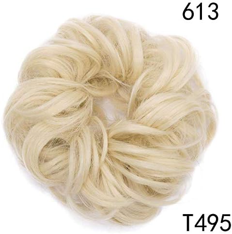 35G Women Curly hair bun Donut With Rubber Hair Scrunchies Ponytail Hair Tail Updo Fake Hair Bun Synthetic Hair Blonde #2