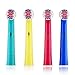 Kids Brush Heads Compatible with Oral-B Power Toothbrush, Red, Blue, Yellow & Teal Colors - Pack of 4