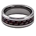 King Will 8mm Tungsten Carbide Red Black Carbon Fiber Inlay Men's Ring Wedding Band