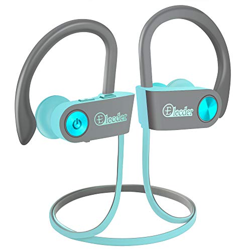 Elecder Bluetooth Headphones, Wireless Sports Earbuds Waterproof IPX7 with Microphone for Running Workout, Noise Cancelling Audifonos for Cellphone (Gray&Turquoise)