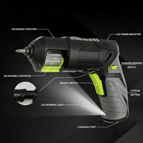 Cordless Power Screwdriver, Rechargeable 3.6V Lithium Battery, BuiltIn