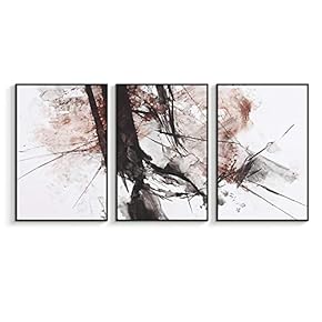 Framed Canvas Wall Art for Living Room, Bedroom Abstract Ink Painting Canvas Prints for Home Decoration Ready to Hanging - 16"x24"x3 Panels